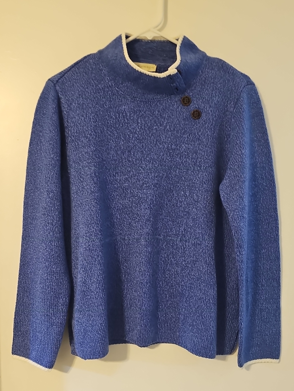 Appleseeds Marled Blue Mock Neck Buttons item in the image is Sweater Size Large
